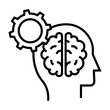 Human brain with gear symbol. Rational thinking icon. Logical reasoning symbol. Intellect sign.