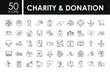 charity and donation icon set, line style