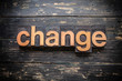 © enterlinedesign - Change Concept Vintage Wooden Letterpress Type Word