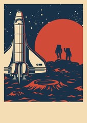 Wall Mural - space exploration colorful poster