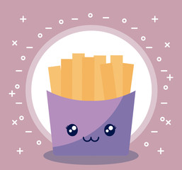 Wall Mural - french fries kawaii character