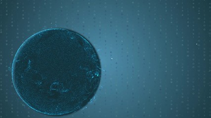 Wall Mural - Abstract 3D rendering of a scientific technology data background surrounding spinning planet.