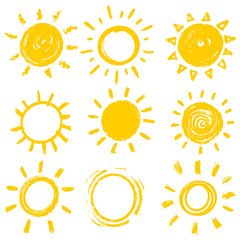 Poster - set of Design elements funny doodle sun. vector illustration.