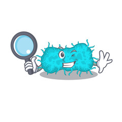 Sticker - Smart Detective of bacteria prokaryote mascot design style with tools