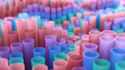 Wall Mural - abstract geometric cloner rings arranged in digital tubes colorful shapes moving like waves. colored