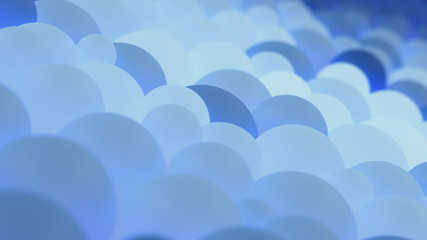Wall Mural - abstract translucent glow blue spheres of geometric shapes. modern dark background design with spher