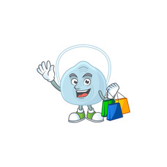 Wall Mural - cartoon character concept of rich breathing mask with shopping bags