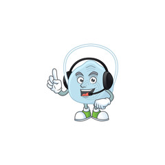 Poster - Breathing mask cartoon character style speaking on headphone