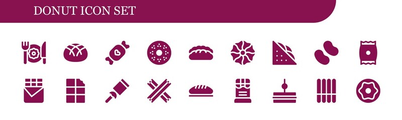 Poster - Modern Simple Set of donut Vector filled Icons