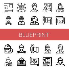 Poster - blueprint icon set