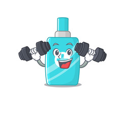 Sticker - Mascot design of smiling Fitness exercise ointment cream lift up barbells