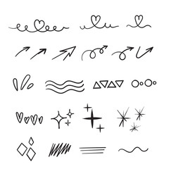 Wall Mural - hand drawn Set of doodle elements. Black and white linear pattern. Sketch style vector collection. cartoon style vector isolated
