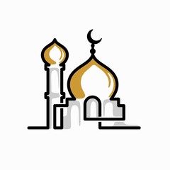 Wall Mural - mosque vector logo, single line logo design