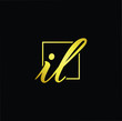 Minimal elegant monogram art logo. Outstanding professional trendy awesome artistic IL LI initial based Alphabet icon logo. Premium Business logo gold color on black background