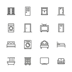 Wall Mural - interior line icons set.