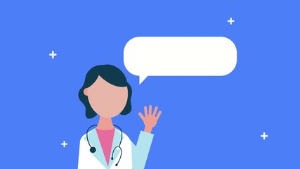 Poster - female doctor with speech bubble character animation