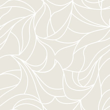 Vector Organic Pattern. Seamless Texture Of Plants Drawn Lines. Stylish Leaves Light Grey Background. Modern Wallpaper Or Textile Print