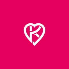 Wall Mural - Letter K heart logo icon design vector template
