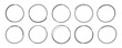 8 hand drawn scribble circles set isolated on transparent background doodle vector illustration. Pencil or pen round circle for notes marks draft.