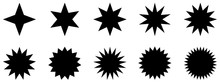 Black Silhouettes Of Star Ray Burst Vector Icon Background Pattern 