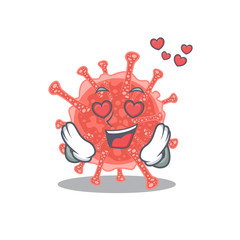 Sticker - Cute oncovirus cartoon character has a falling in love face