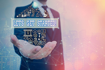 Wall Mural - word writing text let get started. business photo showcasing encouraging someone to begin doing some