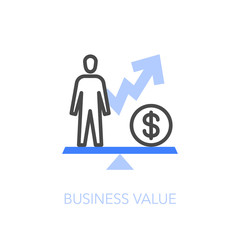 Poster - Business value symbol with a person, money and a growth curve. Easy to use for your website or presentation.