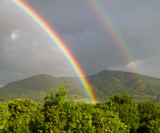 Fototapeta Tęcza - Double rainbow over country