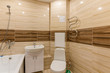 © evgeniykleymenov - Russia, Moscow- December 05, 2019: interior room apartment modern bright cozy atmosphere. general cleaning, home decoration, sovremennaya vannaya komnata, rakovina, elementy dekora, tualet