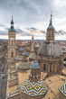 Aerial view of Zaragoza cityscape, and vaults of the Cathedral from the tower of Cathedral-Basilica of Our Lady of the Pillar, Zaragoza, province Aragon, Spain