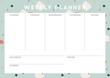 Weekly planner with abstract pattern design, vector. Modern design.