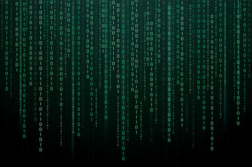 abstract technology background. binary data and streaming binary code background. vector illustratio