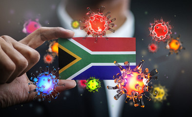 Wall Mural - Corona Virus Around South Africa Flag. Concept Pandemic Outbreak in Country