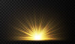 © Tanya - Sunrise. Glow light effect. Starburst with sparkles on dark transparent background. Vector illustration