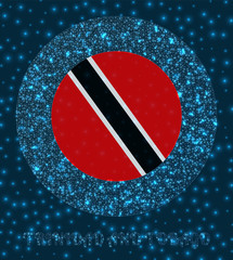 Round Trinidad and Tobago badge. Flag of Trinidad and Tobago in glowing network mesh style. Country network logo. Stylish vector illustration.