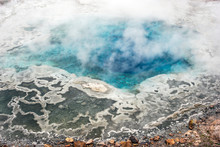 Sapphire Blue Hot Spring Pool In The Upper Geyser Basin Of Yellowstone National Park