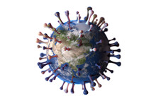 Earth Concept As Coronavirus Sars CoV 2 On White Background. 3D Render. Showing Asia