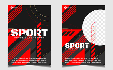 Red and black dynamic shapes colors cover a4 template background. Vector layout design with sport style can use for gym promotion, poster tournament, invitation cup event, banner championship.