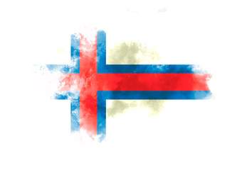 Wall Mural - Faroe flag performed from color smoke on the white background. Abstract symbol.