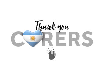 Thank you carers message with Argentina heart flag. 3D Render