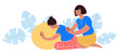 Doula support instead partner pregnant woman. help physical and emotional labour and birth to go smoothly. Vector illustration flat design