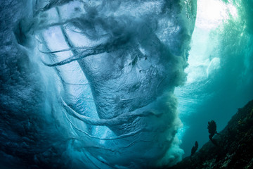 wave exploding underwater