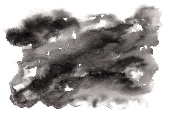 abstract expressive textured horizontal black ink or watercolor stain. monochrome gradient dynamic i