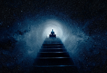 Wall Mural -  Yoga men with universe