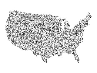 Sticker - United States of America. Dotted halftone map of USA. Simple flat vector illustration