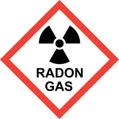 Sticker - Red radiation hazard due to Radon Gas