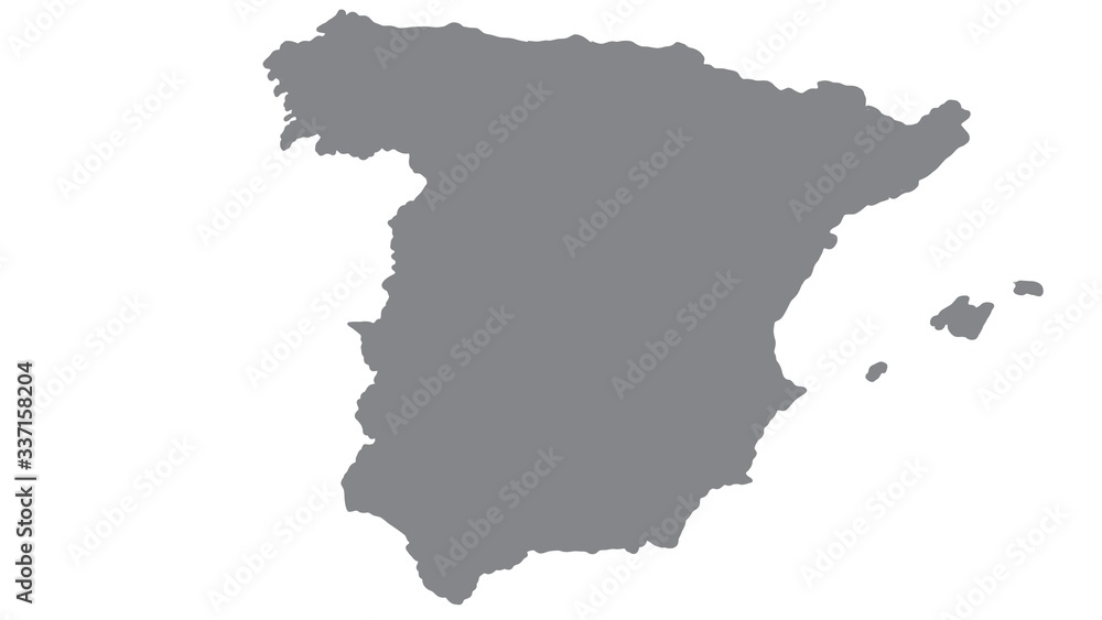 Spain map with gray tone on white background,illustration,textured ...