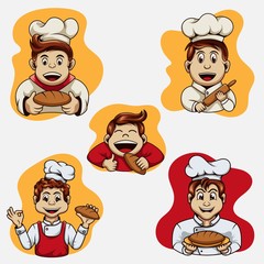 The little bakery boy chef's logo is happy