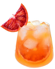 Poster - orange fresh juice cocktail with ice isolated