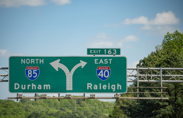 Raleigh and Durham, NC, Interstate Highway Signs